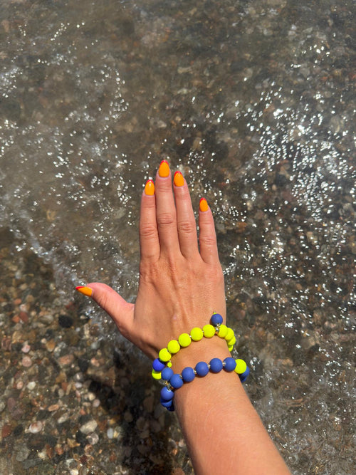 Deep Blue and Neon Yellow